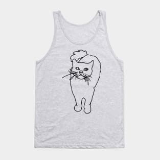 Cat Looking Up Outline Tank Top